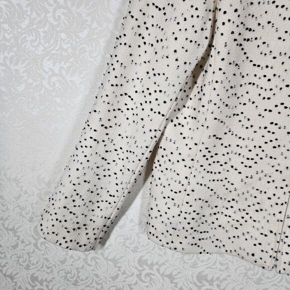 VTG Dana Buchman Wool Blend Jacket sz 14 Ivory Black Zip Up Front Made in Italy - Picture 4 of 15